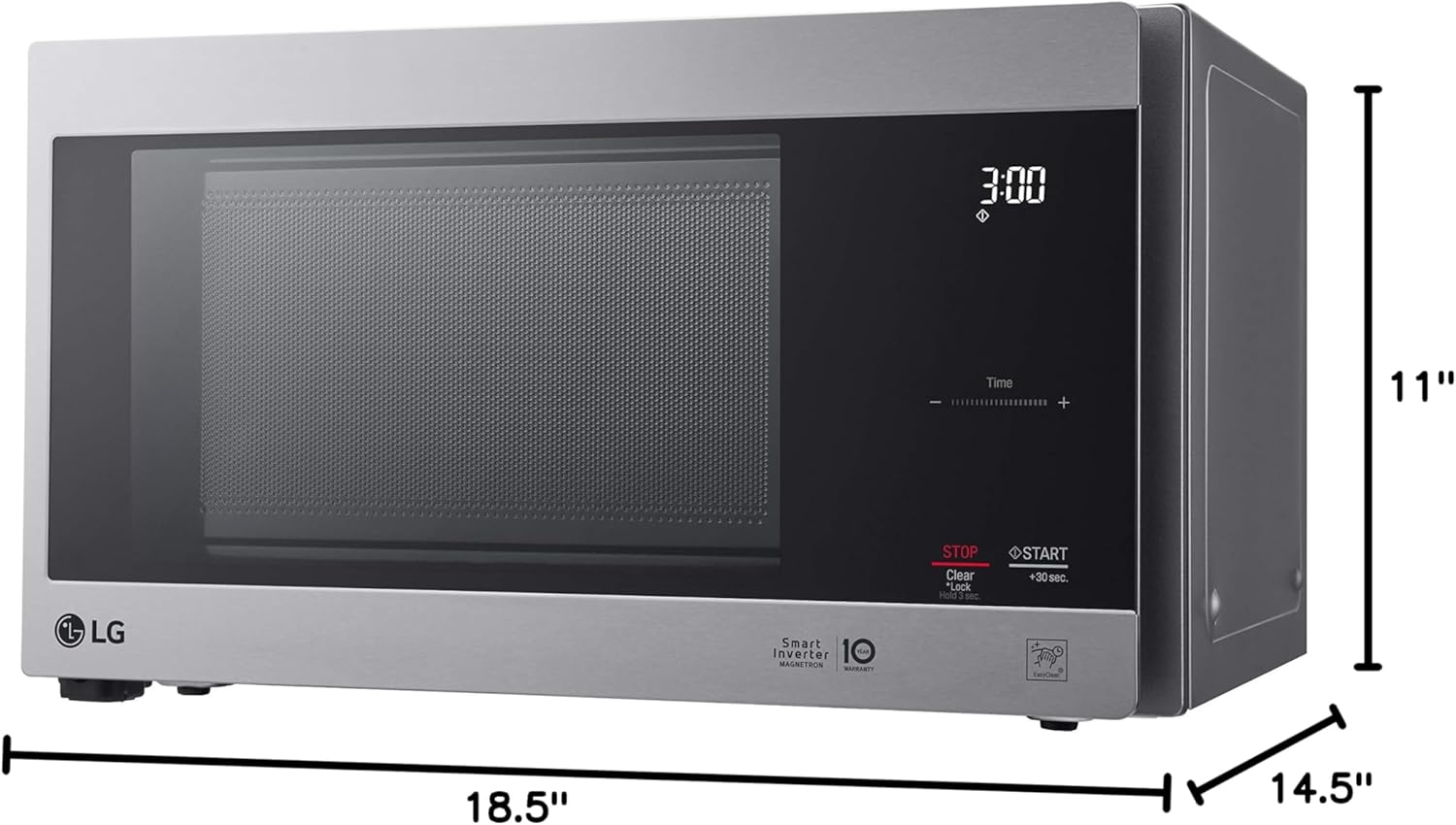 LG LMC0975ASZ 0.9 CF Countertop Microwave, Smart Inverter, Easy-Clean Interior with Hexagonal Ring, Stainless Steel