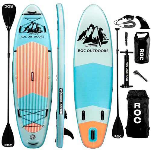 Roc Inflatable Stand Up Paddle Boards with Premium SUP Paddle Board Accessories, Wide Stable Design, Non-Slip Comfort Deck for Youth & Adults