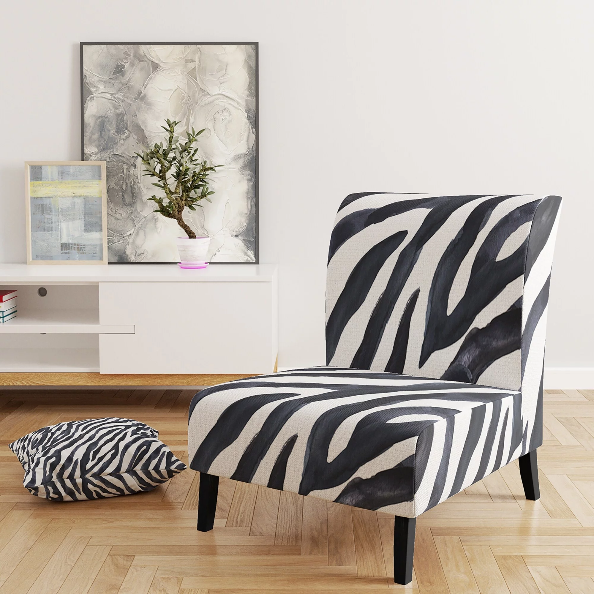 Designart "Zebra Striped " Upholstered Cabin & Lodge Accent Chair and Arm Chair