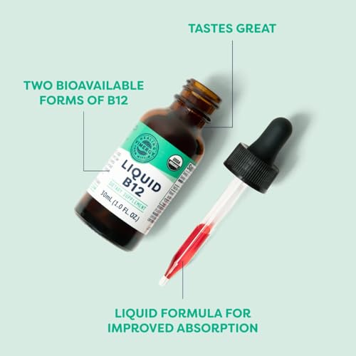 Vimergy Liquid B12 Refill – Fast-Absorbing Brain Support – Energy Support Supplement – USDA Certified Organic, Vegan, Non-GMO – 240 Servings (240 mL)