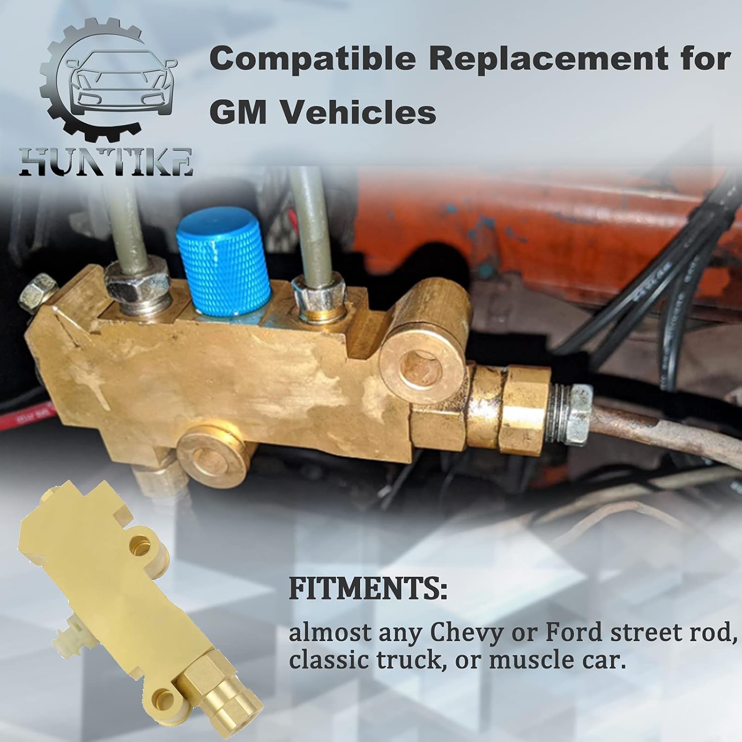 Huntike PV2 Brass Proportioning Valve Disc/Drum Disc Front Drum Rear Brake Compatible with GM Street Rod Classic Car & Truck - Part# PV2 172-1353 PV71 Combination Proportioning Valve Pack of 2