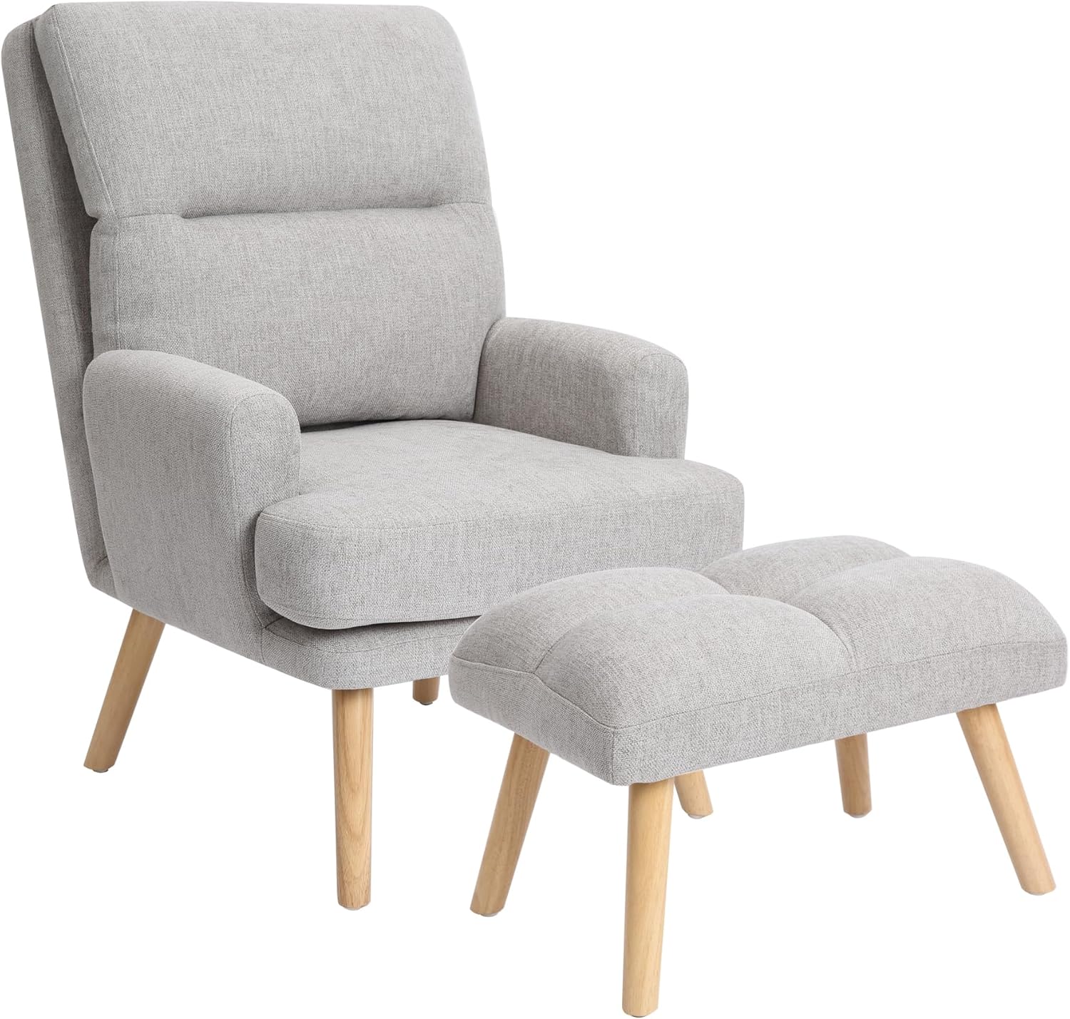 Sit Back and Relax in Style with Our ComfyCozy Decorative Chair Set - Featuring Footstool, Adjustable Backrest, and Wooden Legs - The Ultimate Armchair Experience!