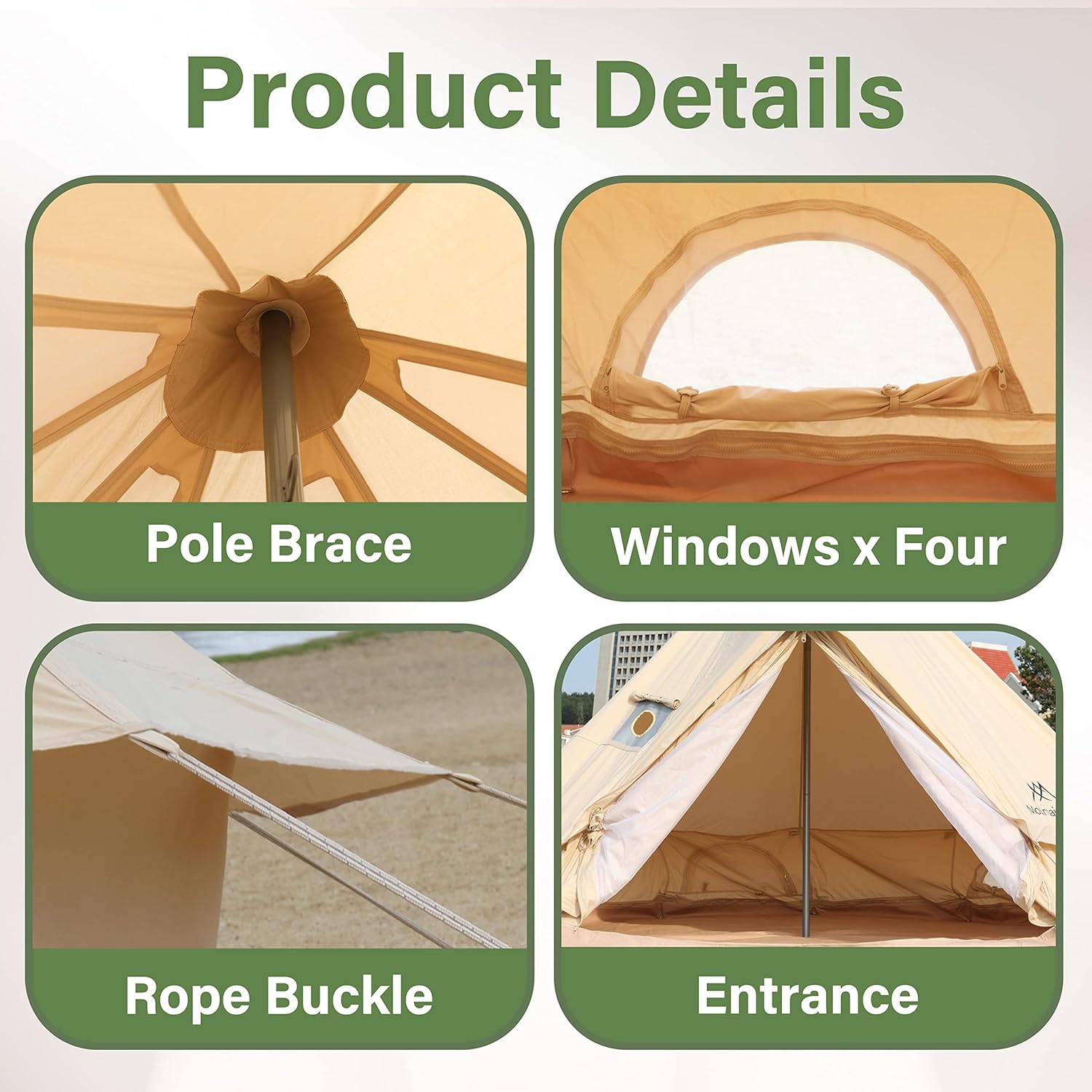 YSSOA 4-5 Person Mongolian Tent, Glamping Tent with Cool Ventilation Mosquito Net Doors & Windows, Outdoor Waterproof Oxford Yurt Tent/Dome Tent for Family Camping Party, 118”x118”x98.4”