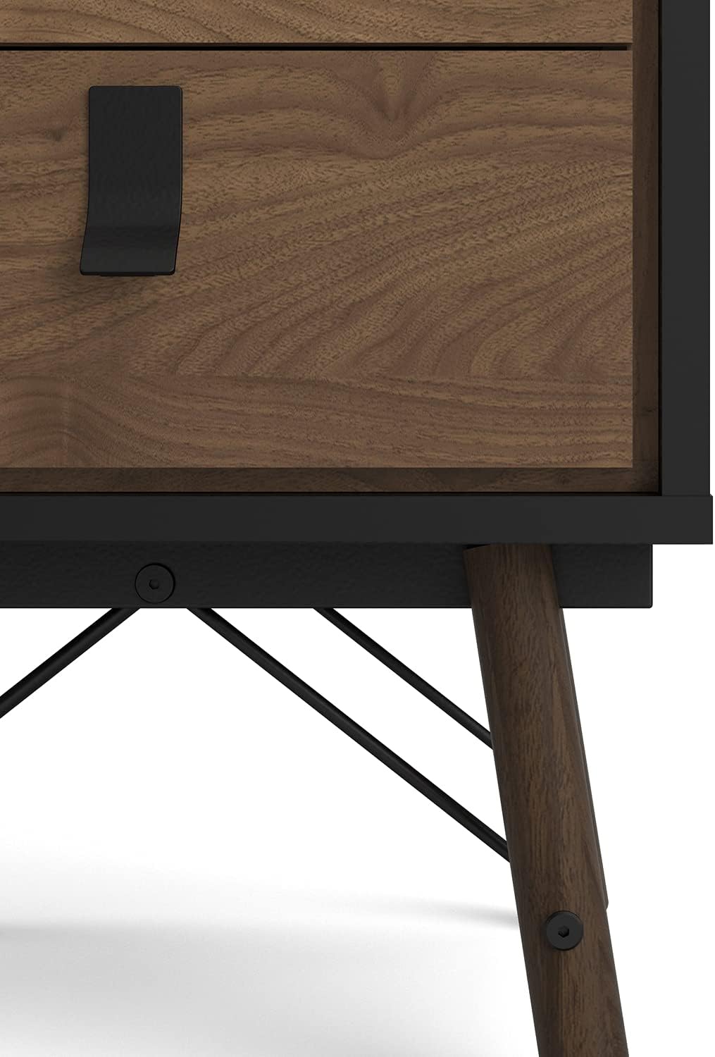 Tvilum, Black Matte and Walnut Ry 2 Drawer Nightstand