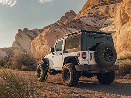 RockTrix RT114 18 inch Wheel Compatible with Jeep Wrangler JK JL 18x9 5x5 Wheels (-12mm Offset, 4.5in Backspace) 5x5 PCD, 71.5mm Bore, Black Wheels, Also fits Gladiator JT Rims