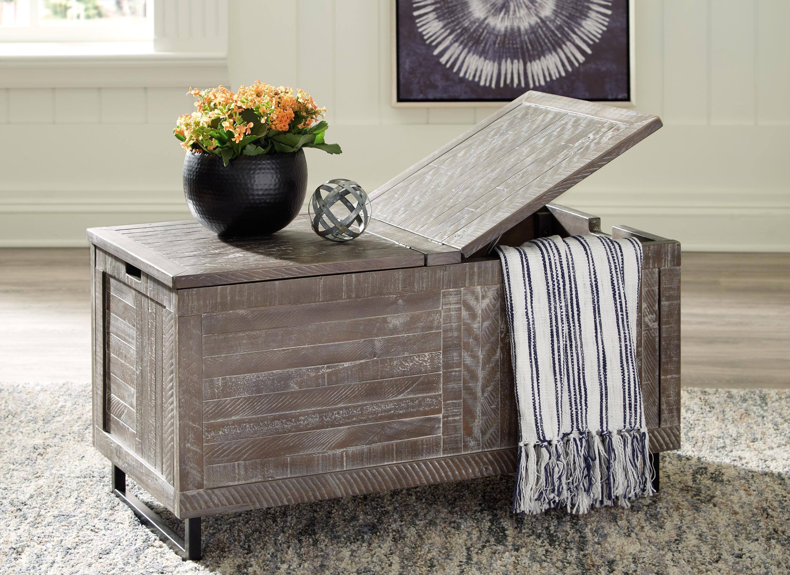 Coltport Storage Trunk (Distressed Gray) by Ashley Furniture