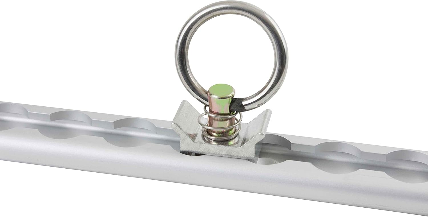 Mytee Products Heavy Duty Aluminum 4ft L-Track (4 Pcs) w/L-Track Stud Stainless Steel Ring (16 Pcs) Tie Down System for Enclosed Trailers and Cargo Vans