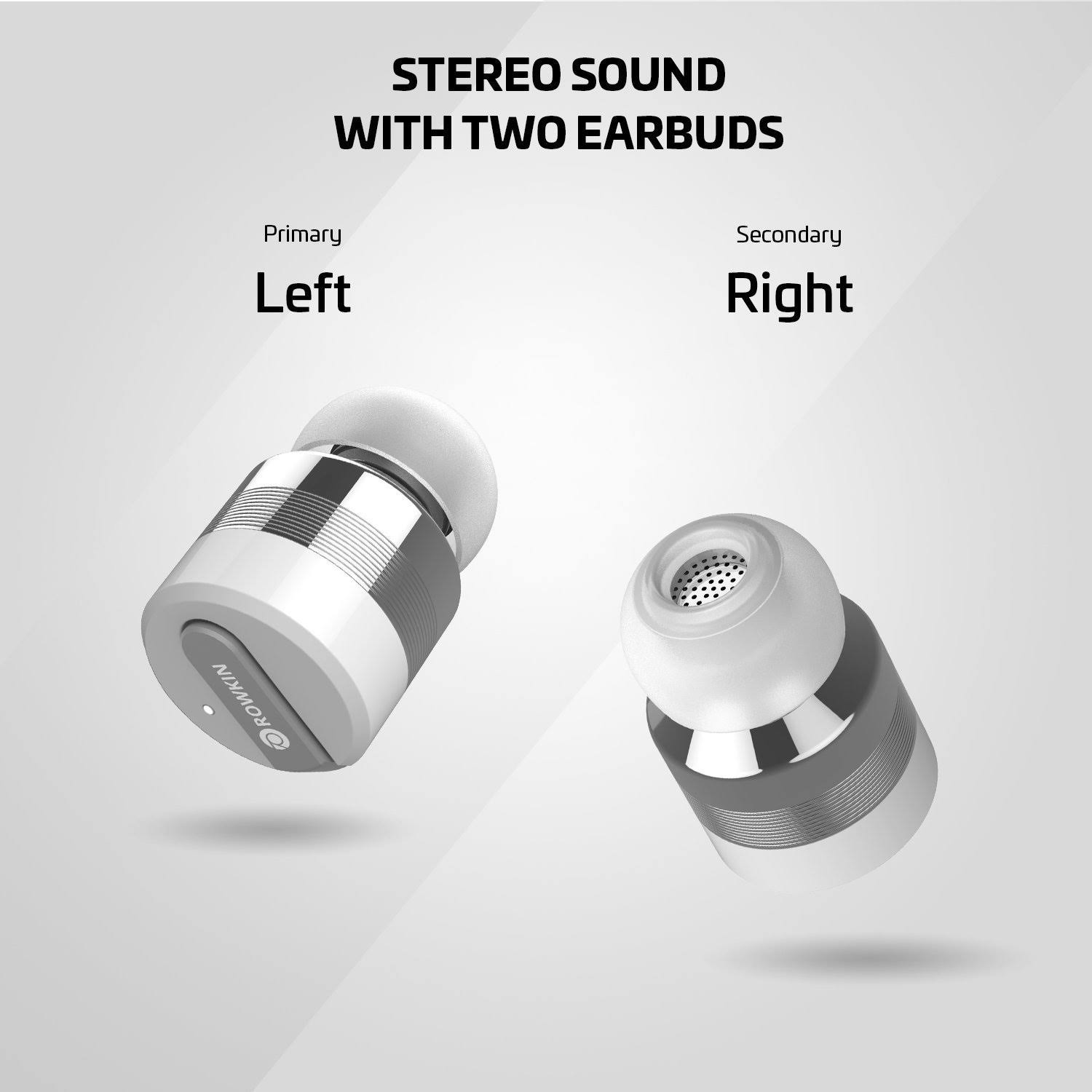 Rowkin Bit Charge Stereo: True Bluetooth Wireless Earbuds w/ Charging Case