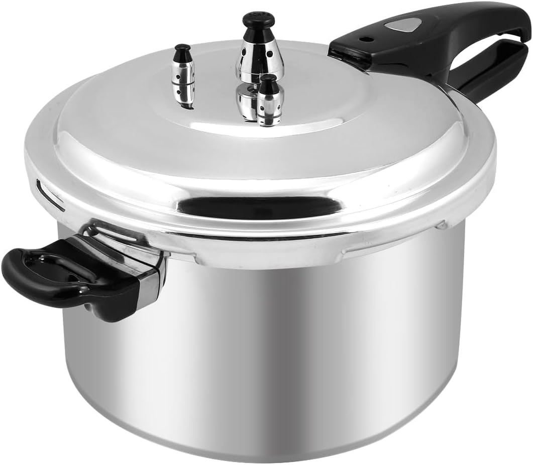 8QT Aluminum Pressure Cooker Thickened Pressure Cooker with Pressure Regulator Fast Cooking Universal Gas Induction Cooker 2-3 Members Use