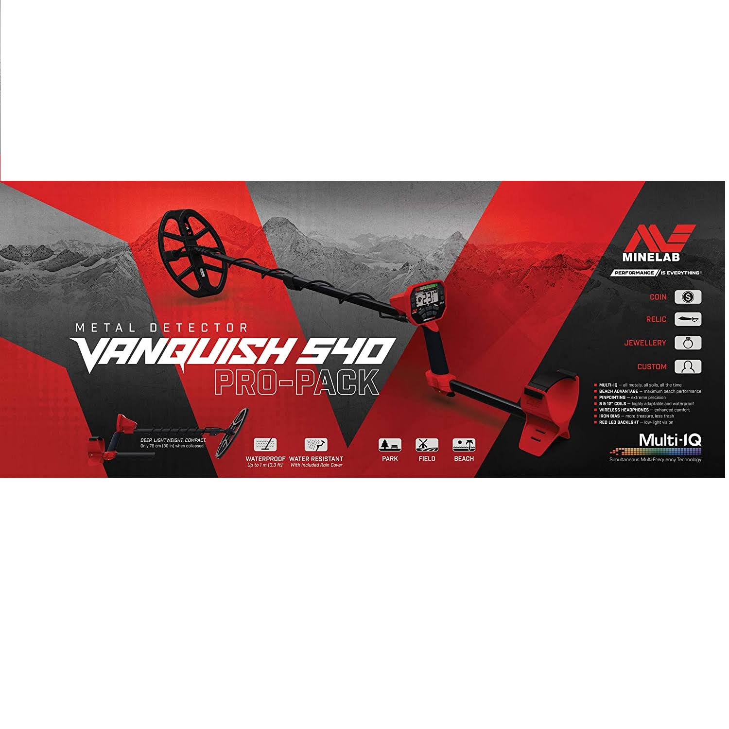 Minelab Vanquish 540 Metal Detector - Pro Pack