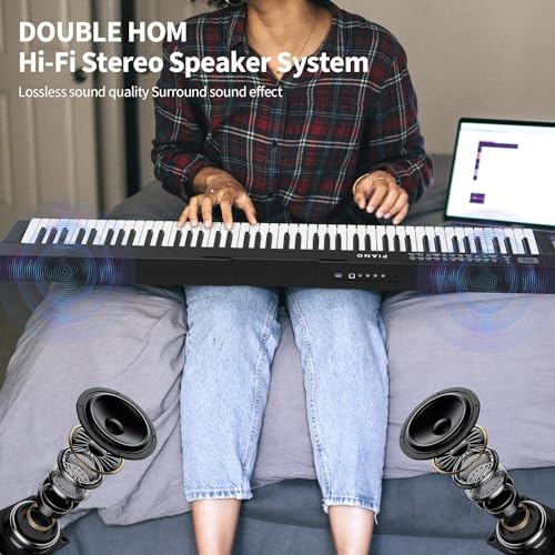 Digital Piano 88 Key Full Size Semi Weighted Electronic Keyboard Piano Set with Stand,Built-In Speakers,Electric Piano Keyboard with Sustain Pedal,Bluetooth,MIDI/USB/MP3 for Beginners Adults