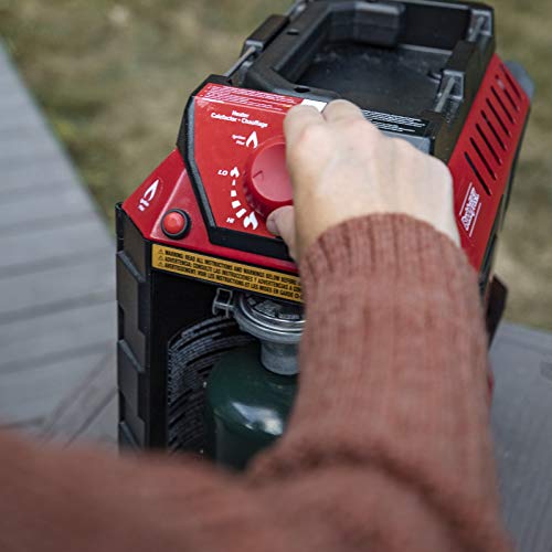 Mr Heater 4000 to 18000 BTU 3 Setting Portable LP Gas Heater Unit with Dual Tank Connection for Indoor and Outdoor Use, Black/Red