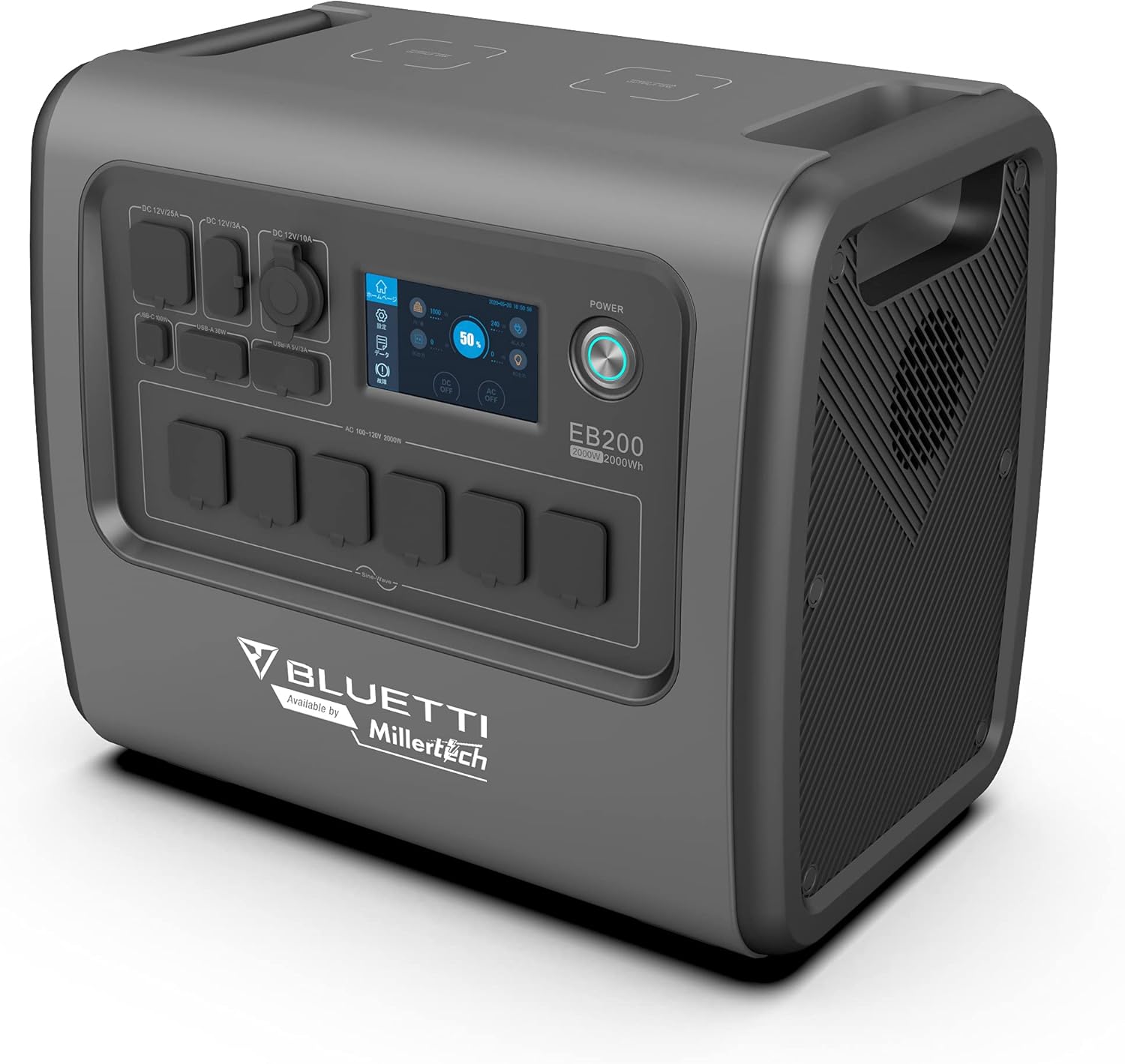 BLUETTI Portable Power Station Distributed by MillerTech Red Model - EB200 2000W 2000Wh Solar Generator with (Grade A) LiFePo4 cells - 700W Max Solar Input 2000Wh Built-in Battery Pack with 6 2000W 115V AC Outlets (4800W Peak) for Van Home Emergency