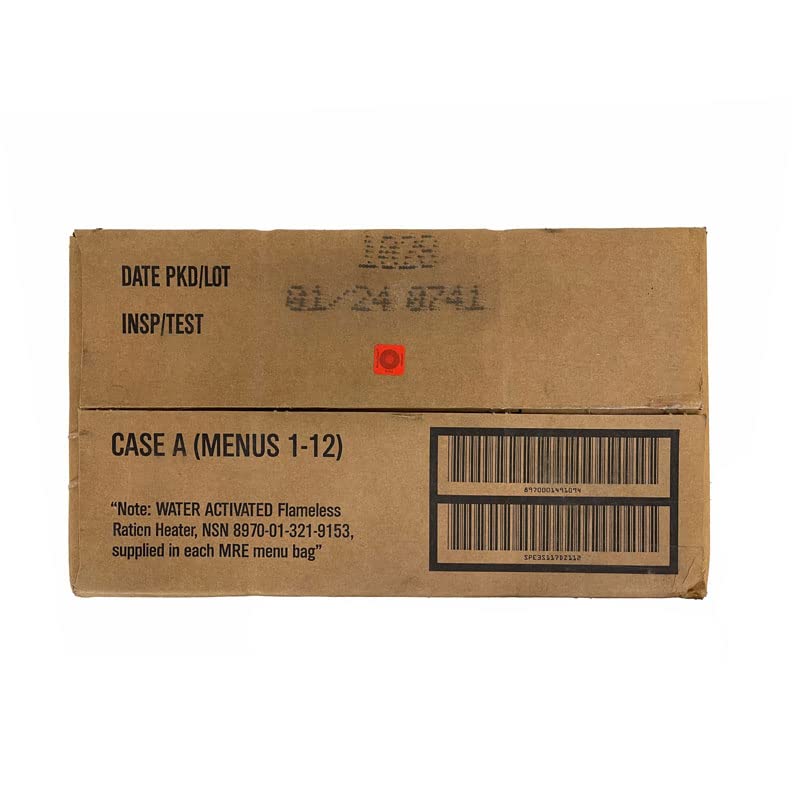 Ammo Can Man MRE (Meals-Ready-To-Eat) Case - Genuine Military Surplus MRE Case | 2024 Inspection Date (A and B Case Combo - Menus 1-24)