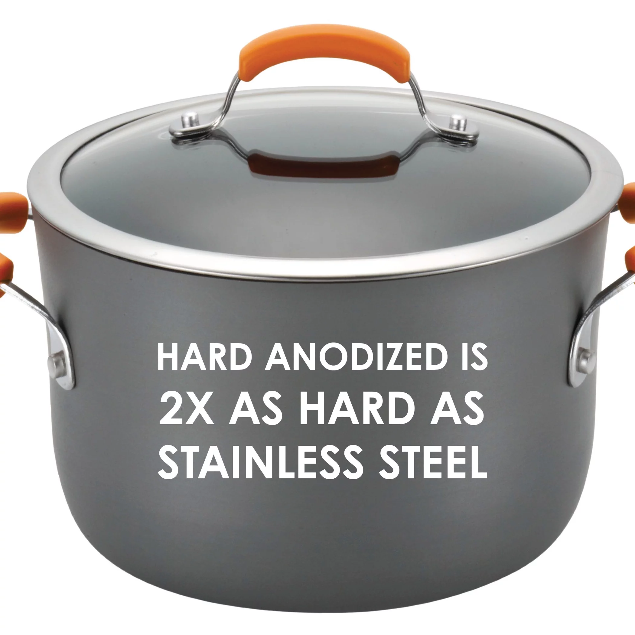 Rachael Ray Hard Anodized 14 Piece Nonstick Pots and Pans Set, Gray with Orange Handles