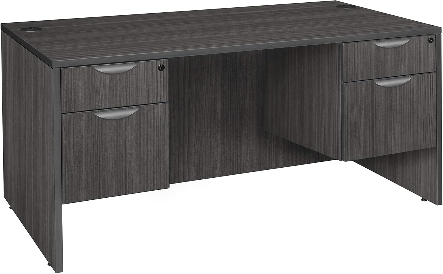 Regency Legacy Double Pedestal Desk with Four Drawers, 60", Ash Grey