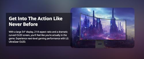 LG 34GS95QE-B 34 Inch Ultragear Curved OLED Gaming Monitor with 4 Year Amber Protection Plan (2024)