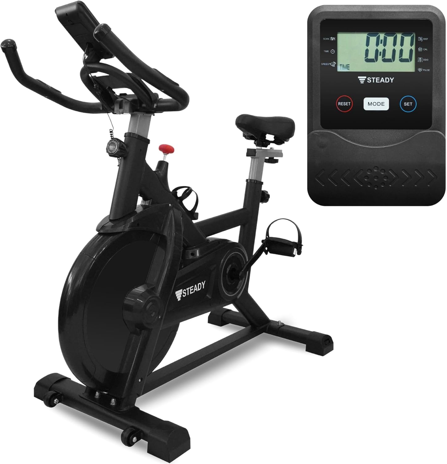 STEADY JAPAN Stationary Exercise Bike for Home - Cycling Bike with LCD Monitor & Comfortable Seat Cushion, ST128