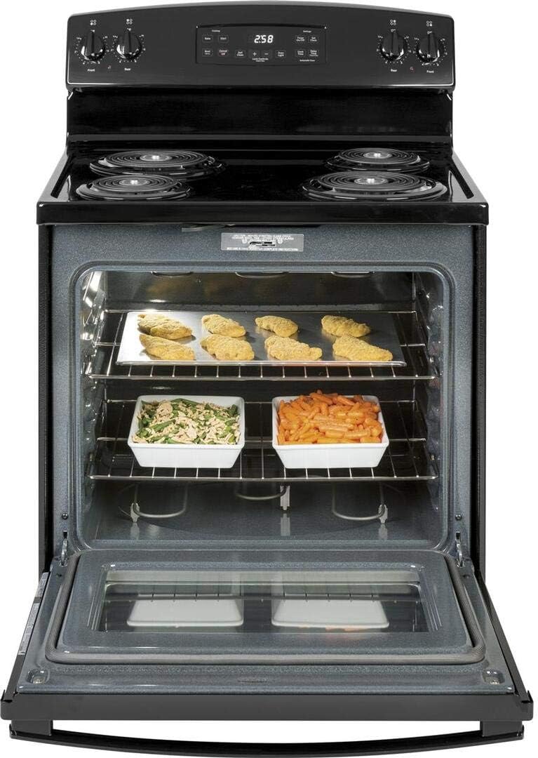 GE JB258DMBB 30" Freestanding Electric Range with 4 Coil Elements 5.3 cu. ft. Oven Capacity Self-Cleaning Oven Storage Drawer in Black