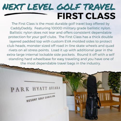 CaddyDaddy New First Class Premium Padded Golf Club Travel Cover with Wheels - Heavy Duty Golf Travel Bag for Airlines