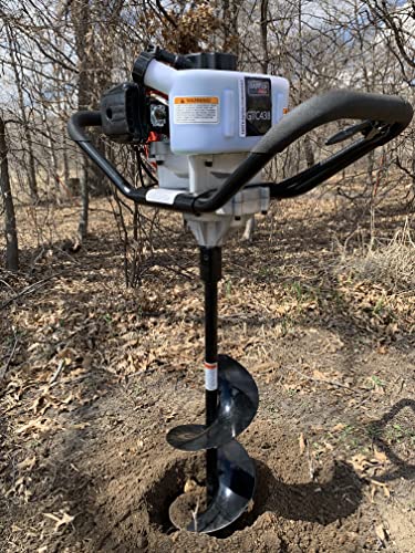 GardenTrax Earth Auger Combo 43cc 2cycle Powerhead with 8 Inch Auger Drill Bit EPA Compliant Post Hole Digger