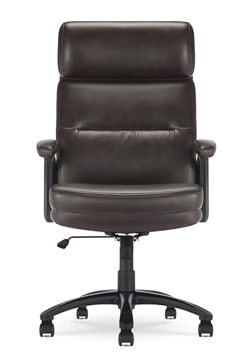 Serta Comfort Executive Big & Tall Office Chair Ergonomic High-Back Computer DeskChair, Semi Plush Cushion Seat, Soft Padded Armrests, SertaQuality Foam, Metal Swivel Base, Bonded Leather, Gray