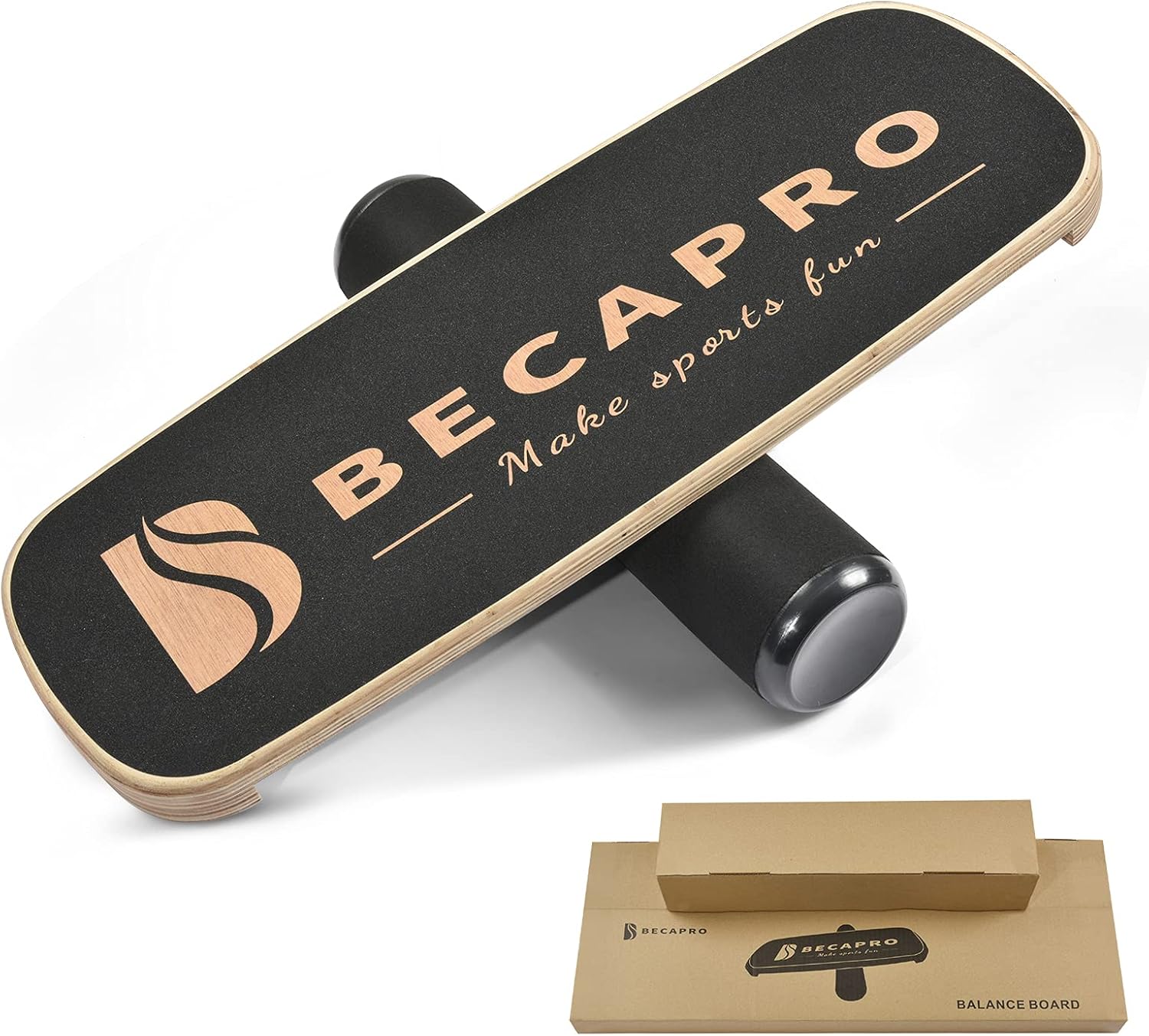 BECAPRO Balance Board Trainer, Wooden Balance Board with Adjustable Stoppers -3 Different Distance Options-Balance Exercise Equipment for Fitness Workout, Hockey‎, Surfing, Skateboarding and Snowboarding