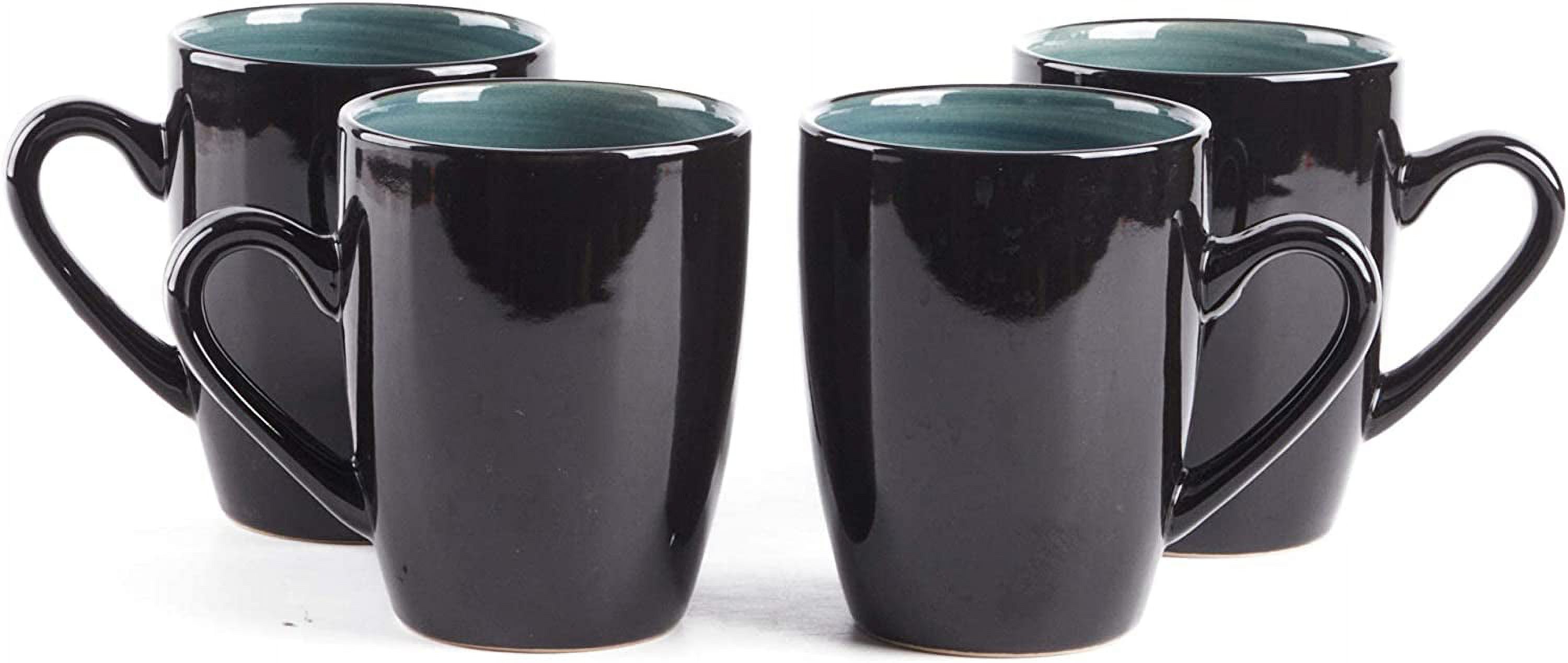 Sonoma 16 Piece Stoneware Dinner Set, Outside Black + Inside Handpainted Color Blue