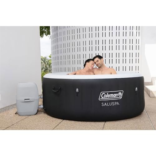 Coleman SaluSpa Miami AirJet 2 to 4 Person Round Inflatable Hot Tub Portable Outdoor Spa with 120 Soothing AirJets and Insulated Cover, Black