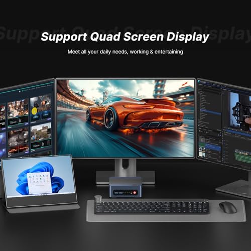 P4 Light Gaming Mini PC, Ryzen 7 5825U, 32GB RAM 1TB SSD, 11 Pro Triple 4K 60HZ Displays Desktop Computers, Support PS3 Emulator Micro PC, HDMI+DP+Type-C, WiFi 6E, BT5.2, Dual 2.5GbE LAN