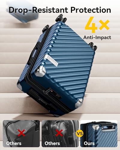 LUGGEX 3 Piece Luggage Sets with Spinner Wheels - 100% Polycarbonate Expandable Hard Suitcases with Wheels - Travel Luggage TSA Approve (Black, 20/24/28)