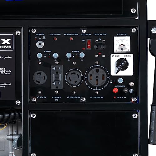 DuroMax XP12000EH 12,000-Watt Dual Fuel Portable Generator – Gas & Propane, Electric Start, Whole Home Backup Power, Transfer Switch Ready, RV & Emergency Ready
