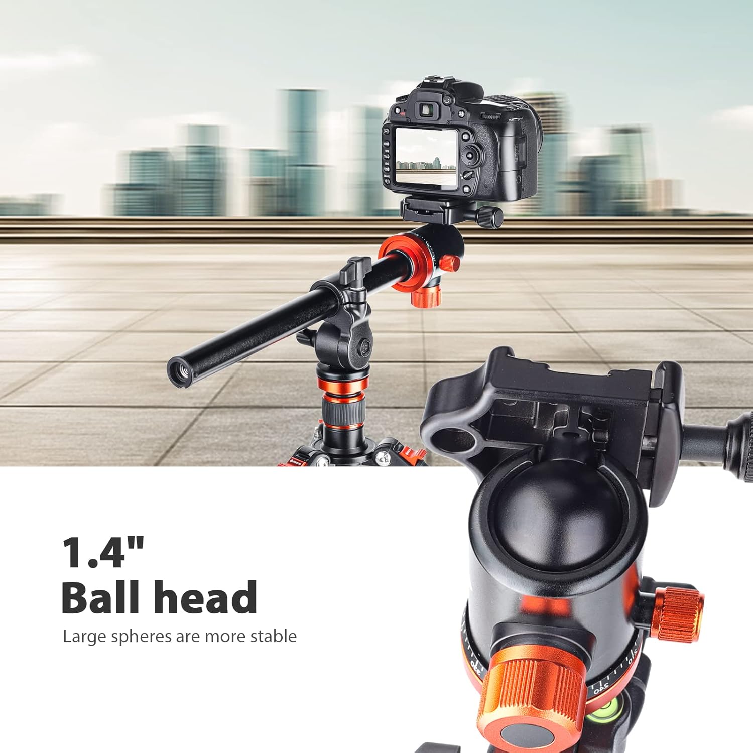 GEEKOTO Tripod, 76 Inch Camera Tripod with Rotatable Horizontal Center Column, Aluminium Professional Tripod for DSLR with 360 Degree Ball Head, Quick Release Plate