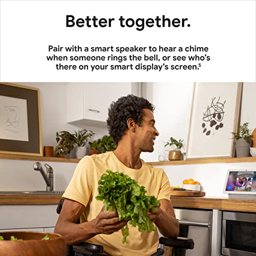 Google Nest Doorbell (Wired, 2nd Gen) - Wired Video Doorbell Camera - Doorbell Security Camera - Snow
