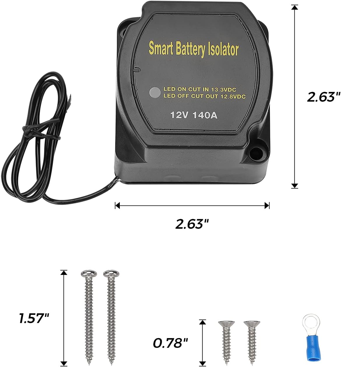 12V 140A Dual Battery Isolator, Kemimoto Waterproof VSR Voltage Sensitive Relay Compatible with RVs, Vehicles, Cars, UTVs, Marine, Caravan, Polaris Ranger/General/RZR, Can Am, Talon, Pioneer