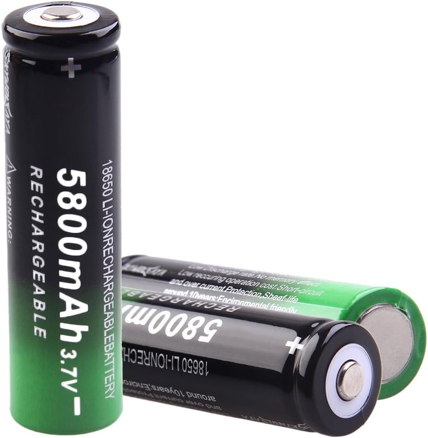 50 Pack Lithium Battery 18650 Rechargeable 5800mAh 20A 3.7V ICR Li-ion 18650 Batteries Button Top 18650 Rechargeable Battery for Camera LED Flashlights Headlight RC Cars, 18 x 65 mm, Green