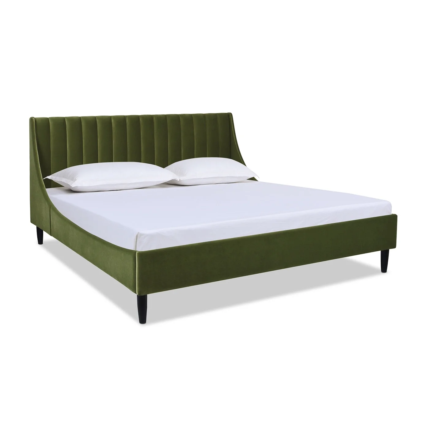 Jennifer Taylor Home Willow Performance Velvet Channel Tufted Platform Bed Olive Green King