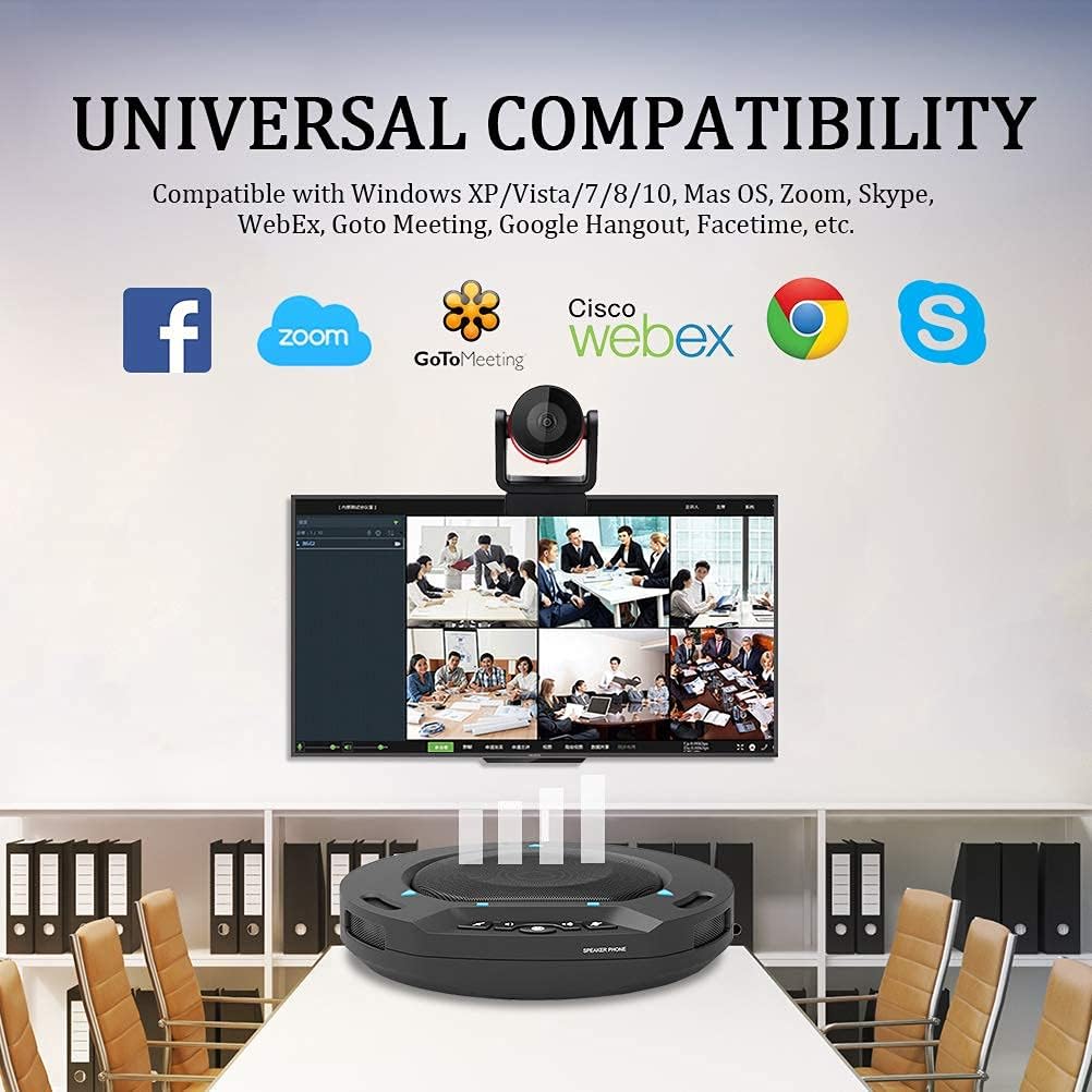 Runpu Video Conference System Bundle =2.4G Wireless Conference Speaker+HD1080P Conference Room Camera for Business Meeting Room