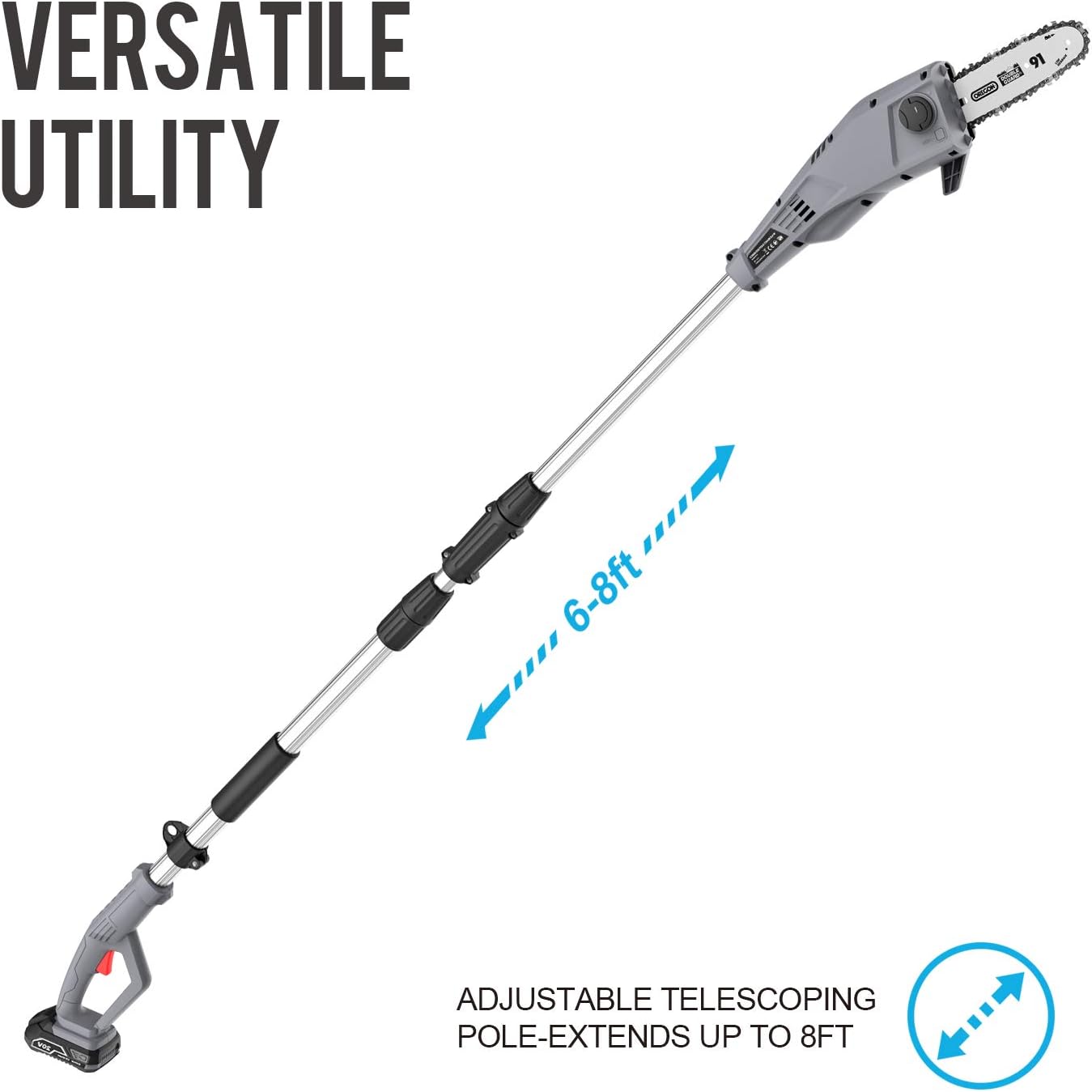 SALEM MASTER Pole Saw for Tree Trimming, Electric Telescopic Pole Chain Saw with Extension Up To 12 FT, 8-Inch Blade 20V Max Battery Powered Tree Trimmer
