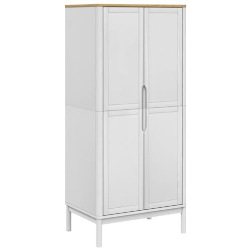Wooden Wardrobe Closet with 1 Large Compartment and Doors, Wooden Armoire Closet Storage Cabinet, Brown 30.3"x20.9"x67.3" Solid Wood Pine