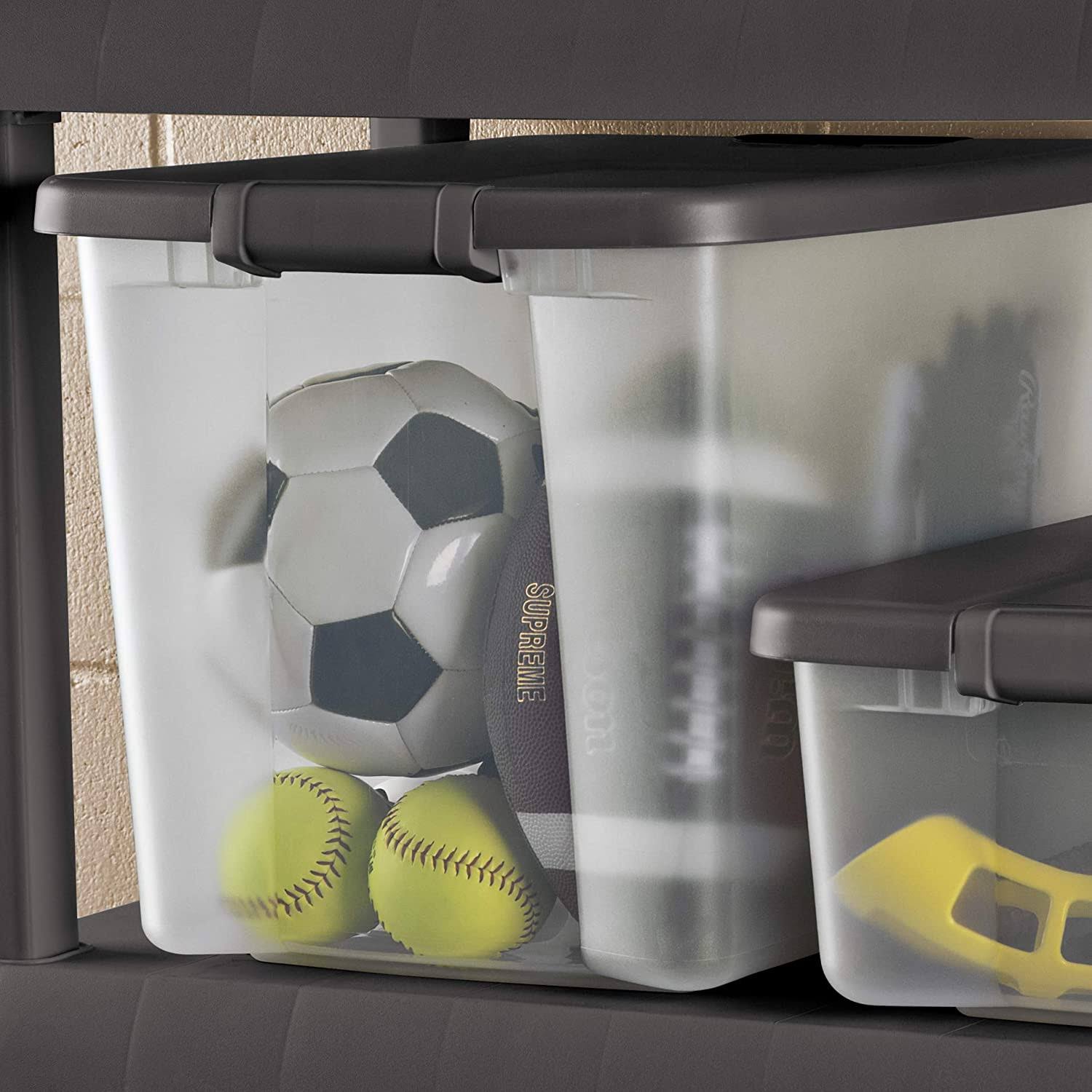 Sterilite 50 Quart Storage Clear Base Stackable Latching ShelfTote (18 Pack)