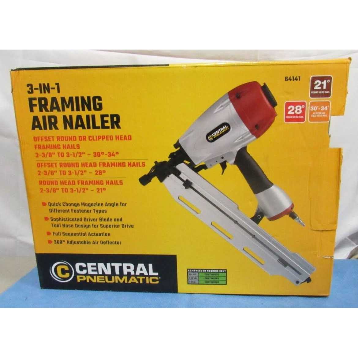 Central Pneumatic 3-in-1 Framing Air Nailer
