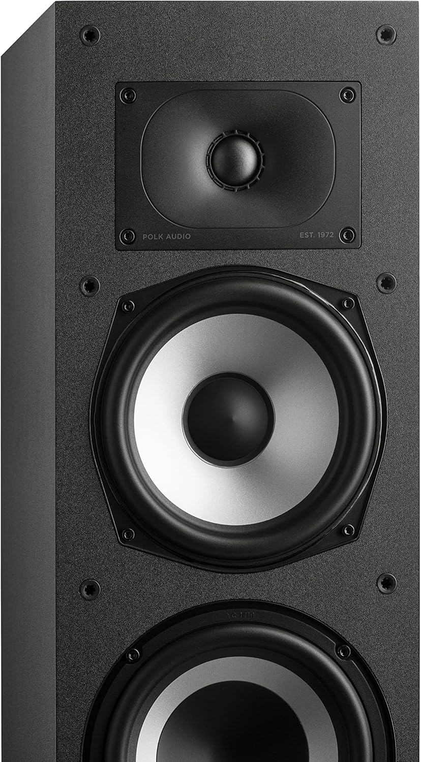 Polk Monitor XT60 Tower Speaker - Hi-Res Audio Certified, Dolby Atmos, DTS:X & Auro 3D Compatible, 1" Tweeter, 6.5" Dynamically Balanced Woofer, (2) 6.5" Passive Radiators (Single, Midnight Black)