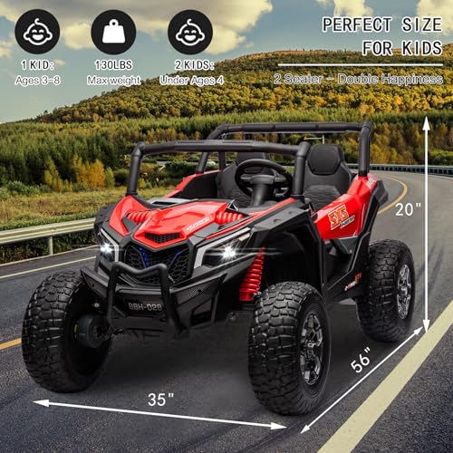 MOLACHI 24V 2 Seater Kids Ride on UTV Car,4WD Battery Powered Electric Vehicle for Kid,Ride On Truck with Remote Control,Safety Belts,3 Speeds,Bluetooth (Pink)