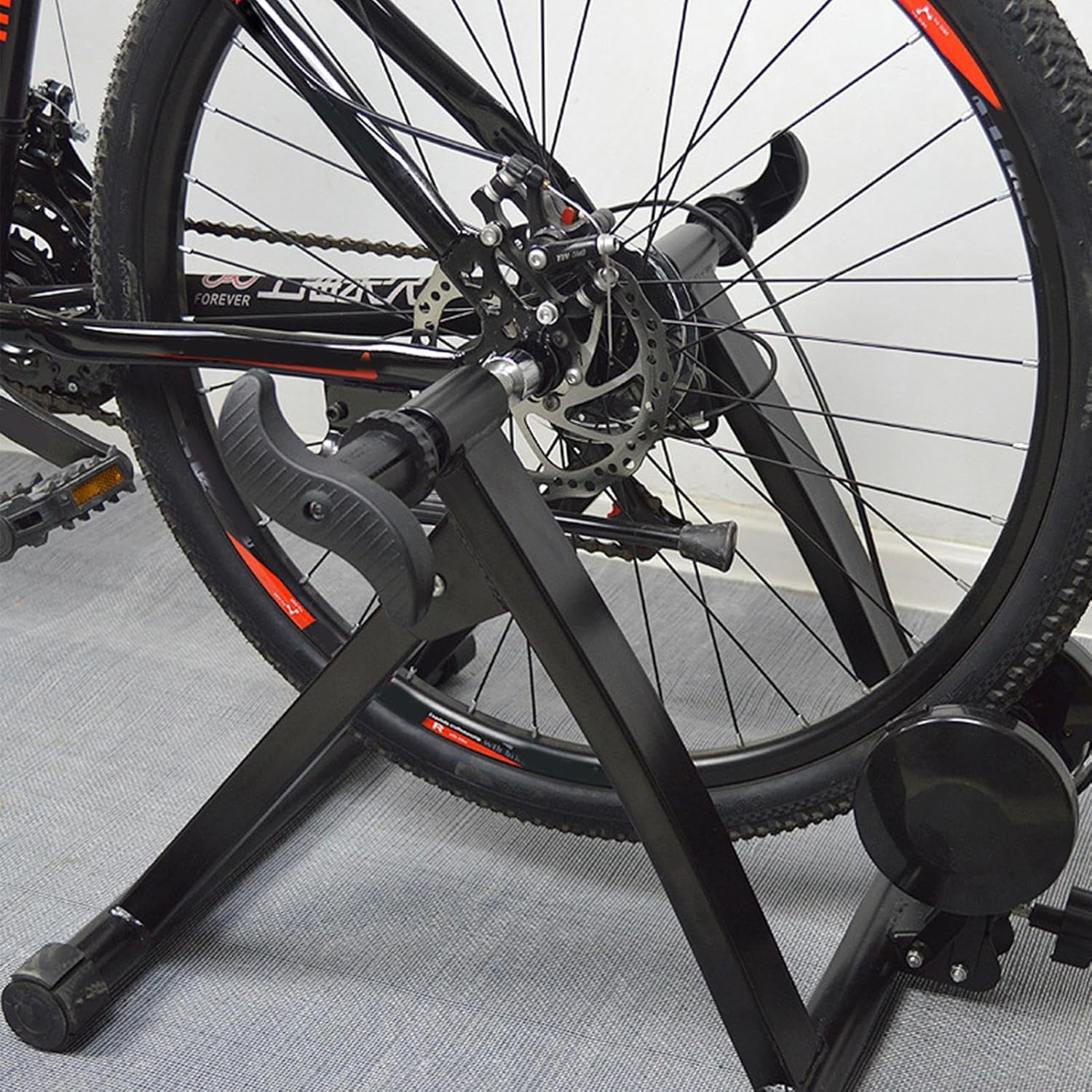 Bike Trainer Stand for Indoor Riding | Magnetic Flywheel Silent Stationary Bike Converter | Folding Portable Stand for All-Season Training Fitness, 1, Black