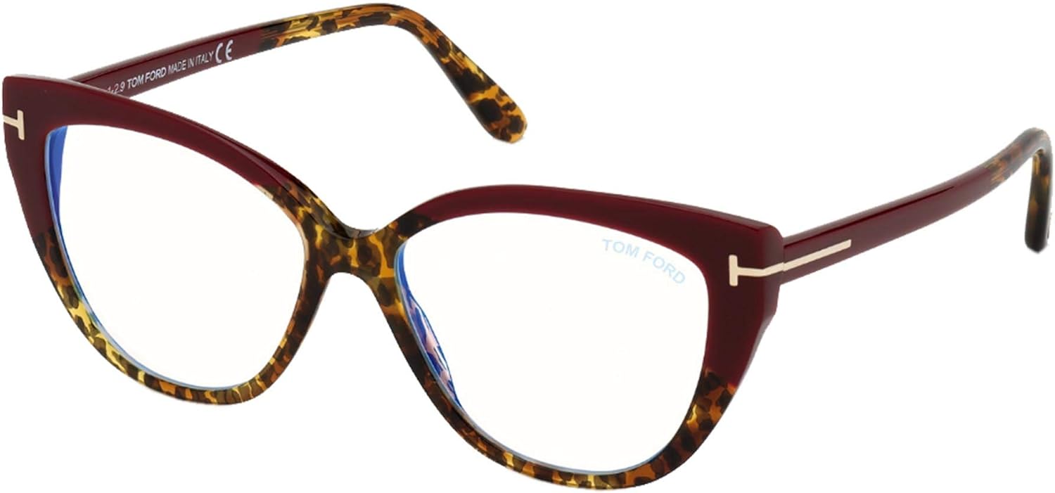 Tom Ford FT 5673-B BLUE BLOCK Burgundy Havana 54/15/140 Eyewear for Women