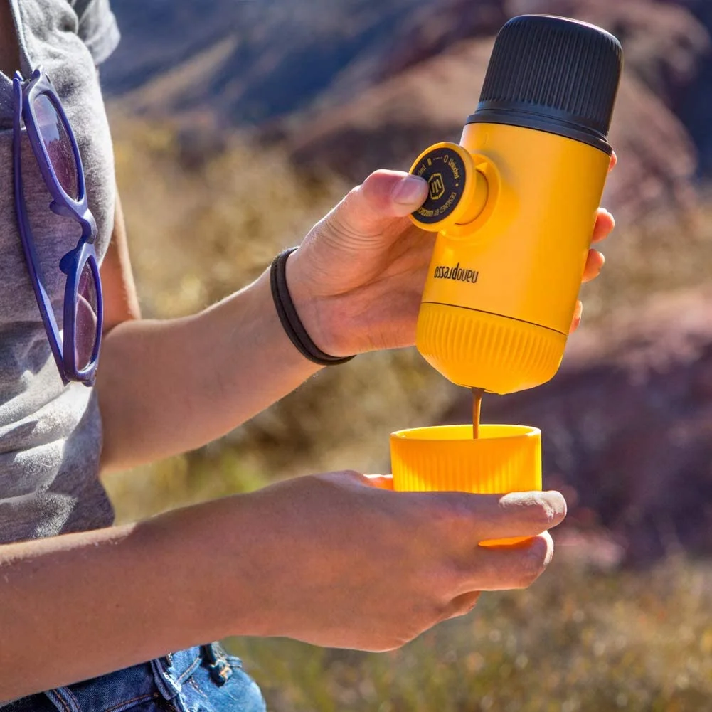 Wacaco Nanopresso Portable Espresso Maker, Upgrade Version of Minipresso, 18 Bar Pressure, Yellow Patrol Edition, Extra Small Travel Coffee Maker