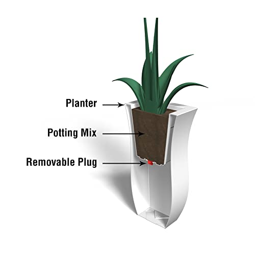 Mayne Valencia 30in Tall Planter - Black - 16in L x 16in W x 30in H - with Removable Plug, Made with Polyethylene (5874-B)