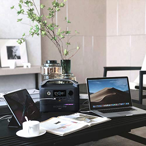 EF ECOFLOW Portable Power Station RIVER 2 Max 500, 499Wh LiFePO4 Battery/ 1 Hour Fast Charging, Up To 1000W Output Solar Generator (Solar Panel Optional) for Outdoor Camping/RVs/Home Use