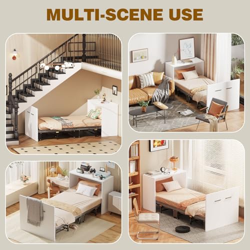 2 in 1 Murphy Bed Cabinet, Hide a Bed Cabinet, Folding Beds into Cabinets, Space-Saving Pull Out Murphy Beds Chest for Small Place Office Nap - Cot Size: 75" x 29"